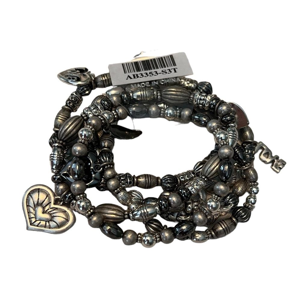 New Icon Collection Love Stretch Bracelets Silver Beads Hearts 10$